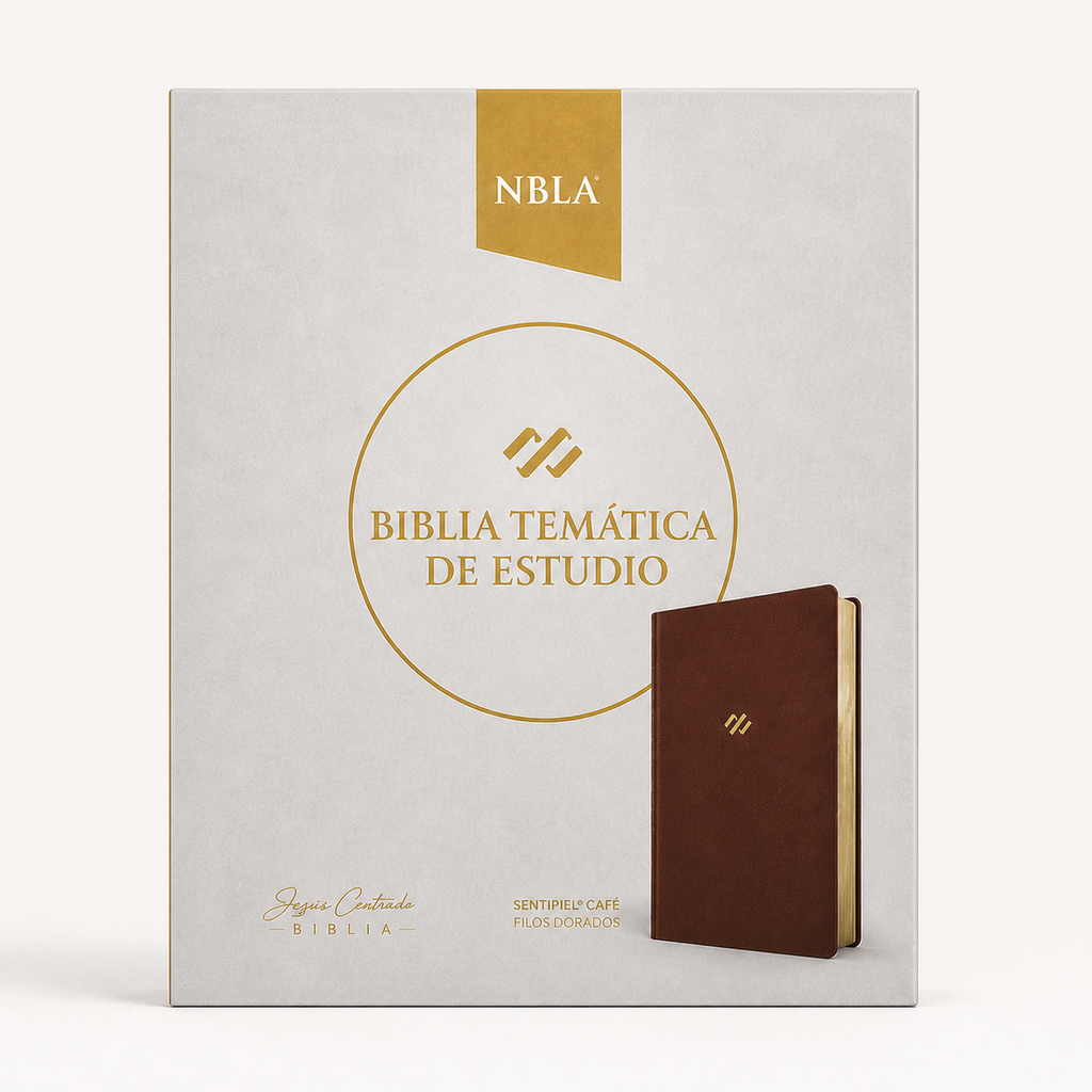 NBLA Biblia tematica de estudio, café símil piel